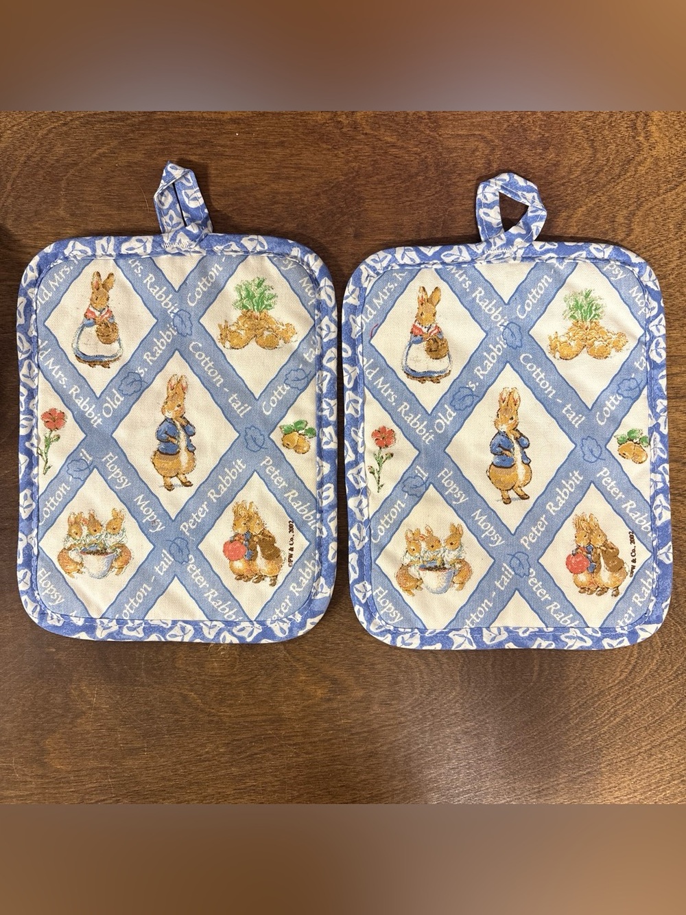 Blue Peter Rabbit Cotton Potholders – Set of 2